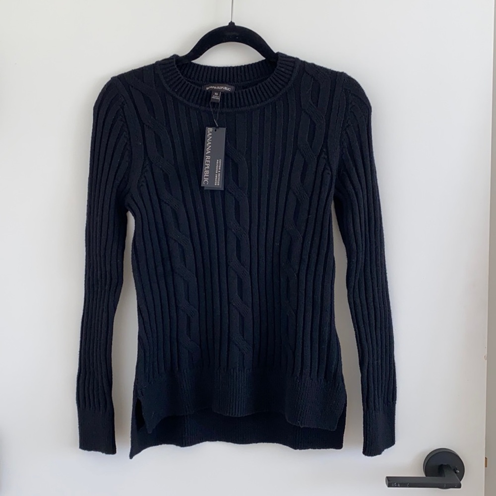 NWT black cable knit sweater